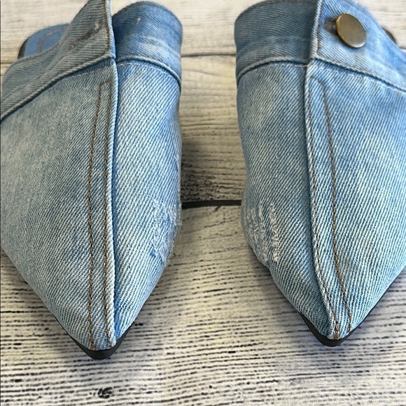 Guoranduo Sz 6.5 Denim Blue Pointed Toe Mules - Picture 8 of 8